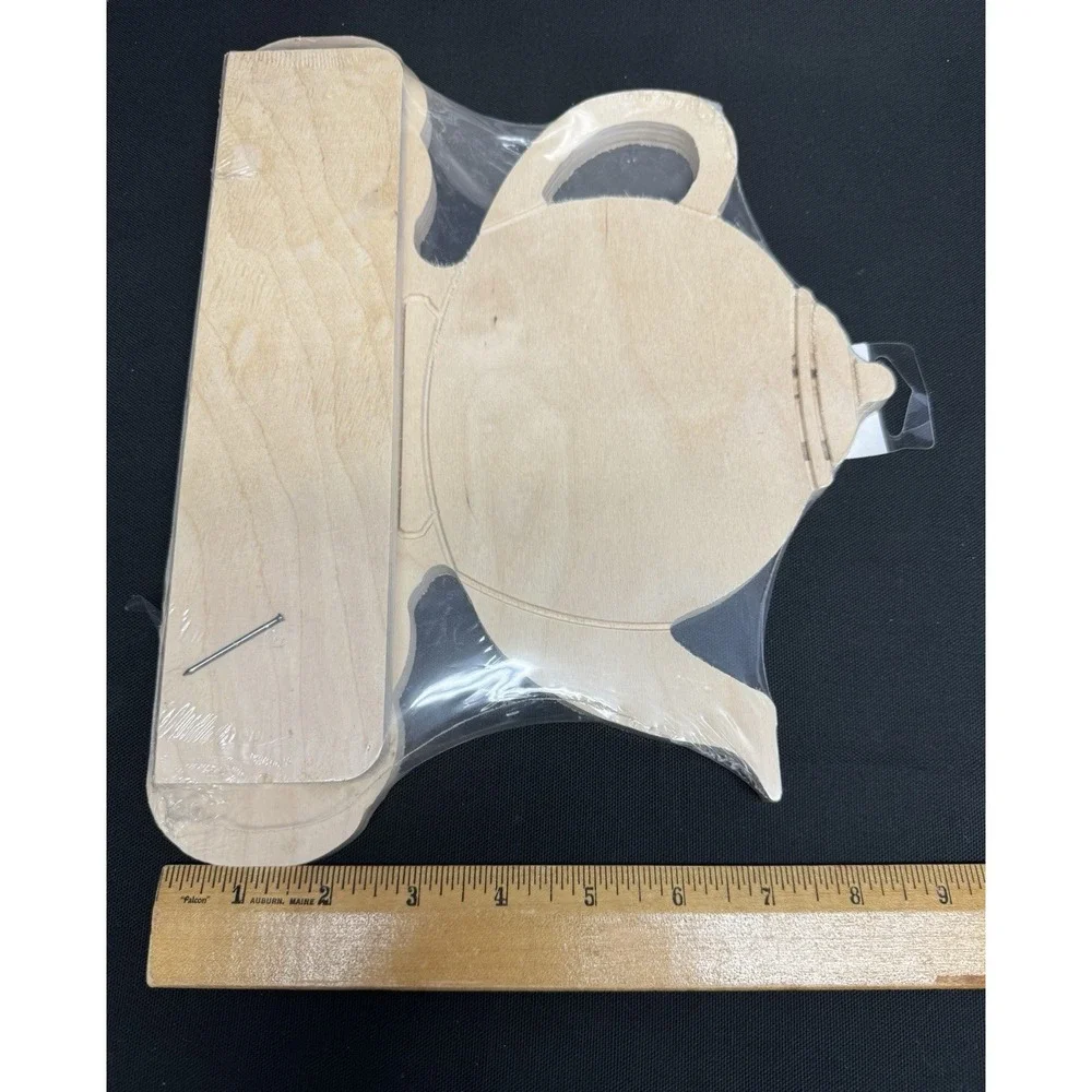 Lot Of 2 Unfinished Wodden Teapot Shaped Shelves 11